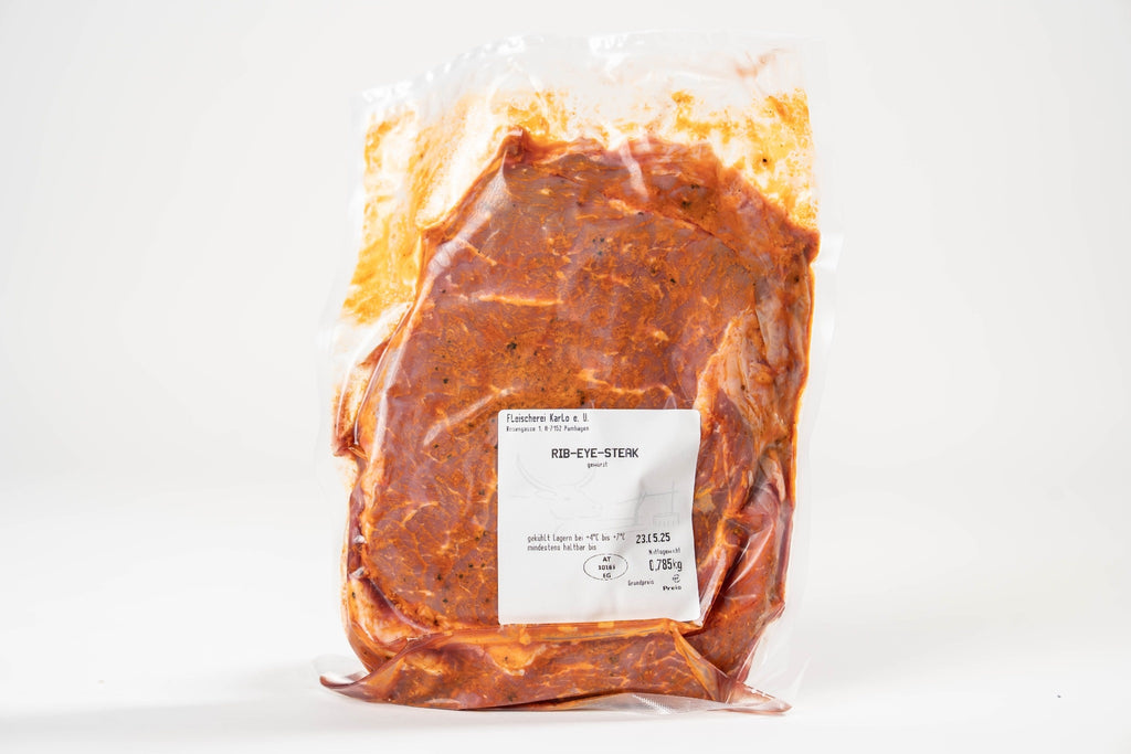 Rind-Rib-Eye Steak gewürzt