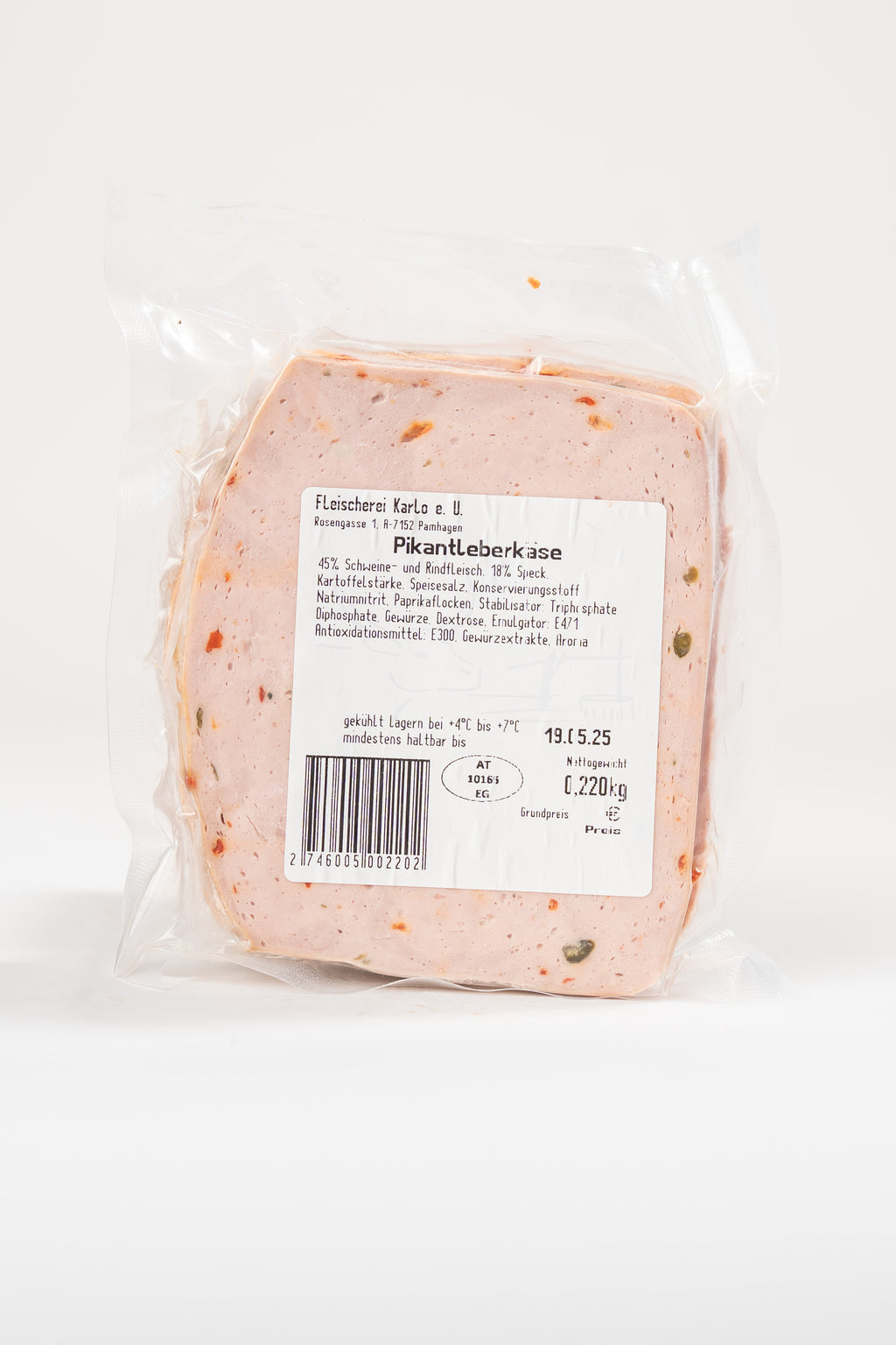 Pikantleberkäse geschnitten