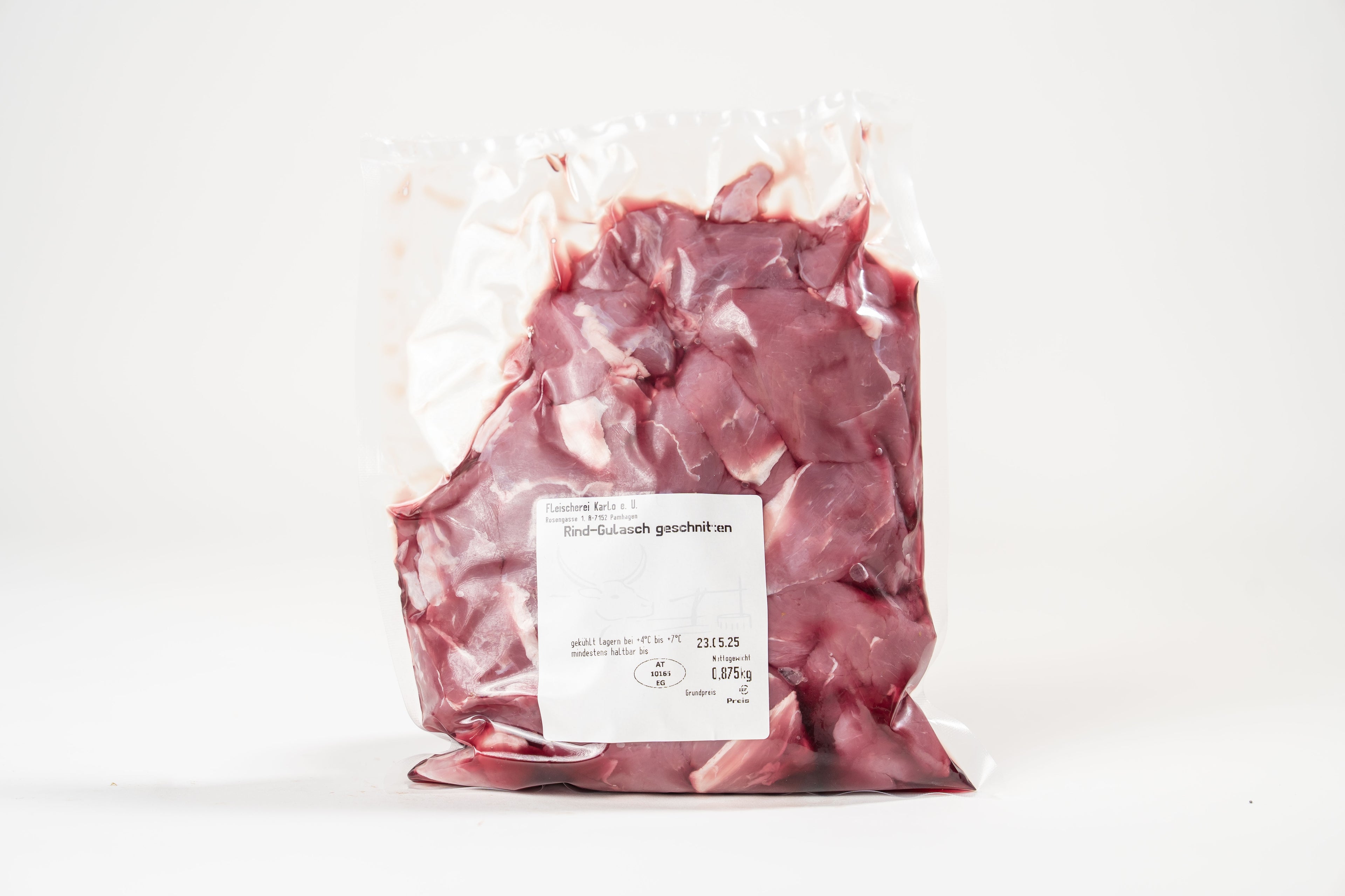 Rind-Gulasch-Wade geschnitten